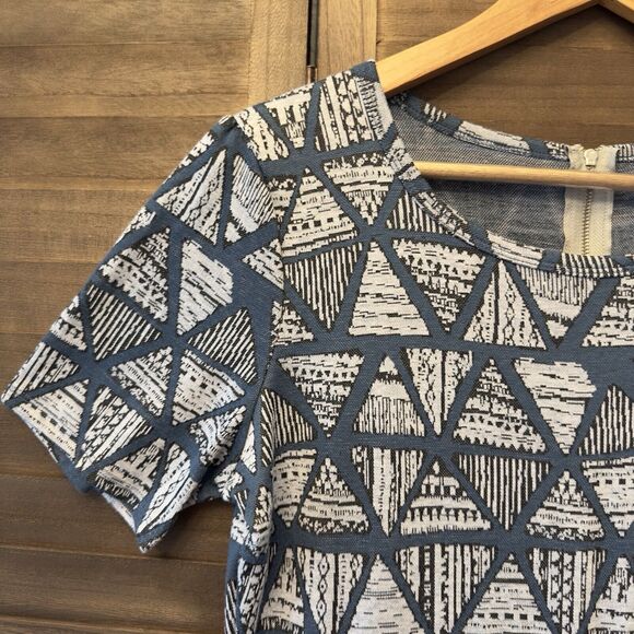 LulaRoe Triangle Print A line fit flare Size XL dress Pockets Zipper Modest - Picture 5 of 15